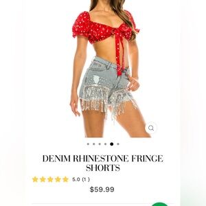 Sequin fringe denim shorts